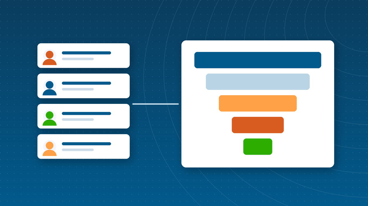 Illustration of a sales performance dashboard connected to CRM records
