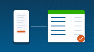 Illustration of a phone scanning a receipt that flows into an approved expense report