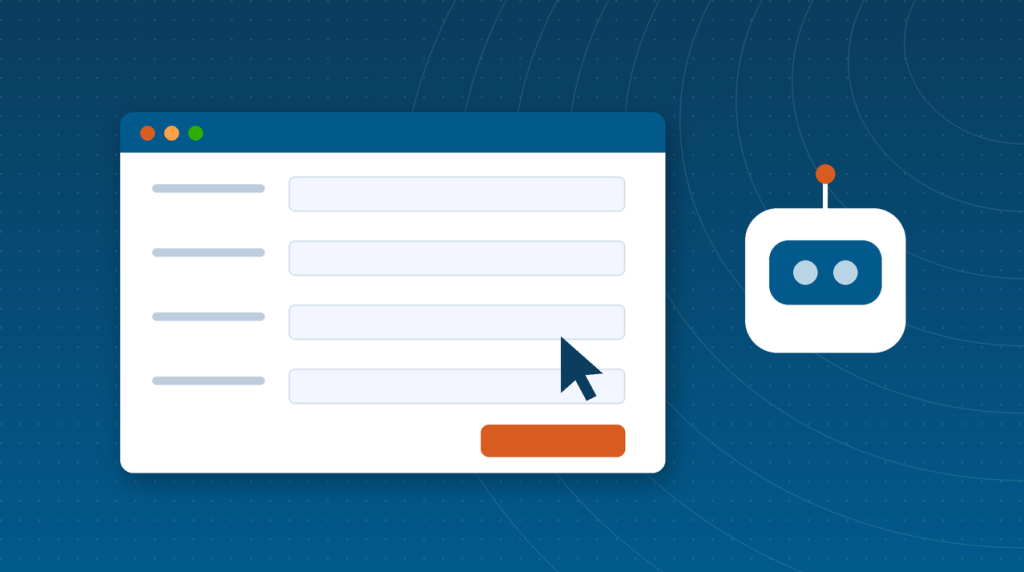 Illustration of a software bot clicking through a desktop application window