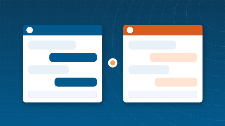 Illustration of two chat windows compared side by side