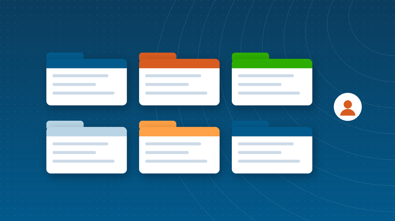 Illustration of team folders with shared files and access levels
